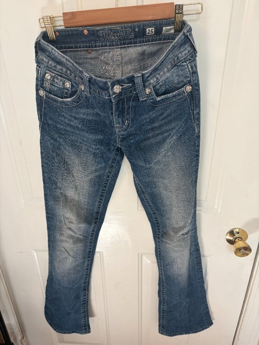 Miss Me Blue Rhinestone Bootcut Jeans Size 25